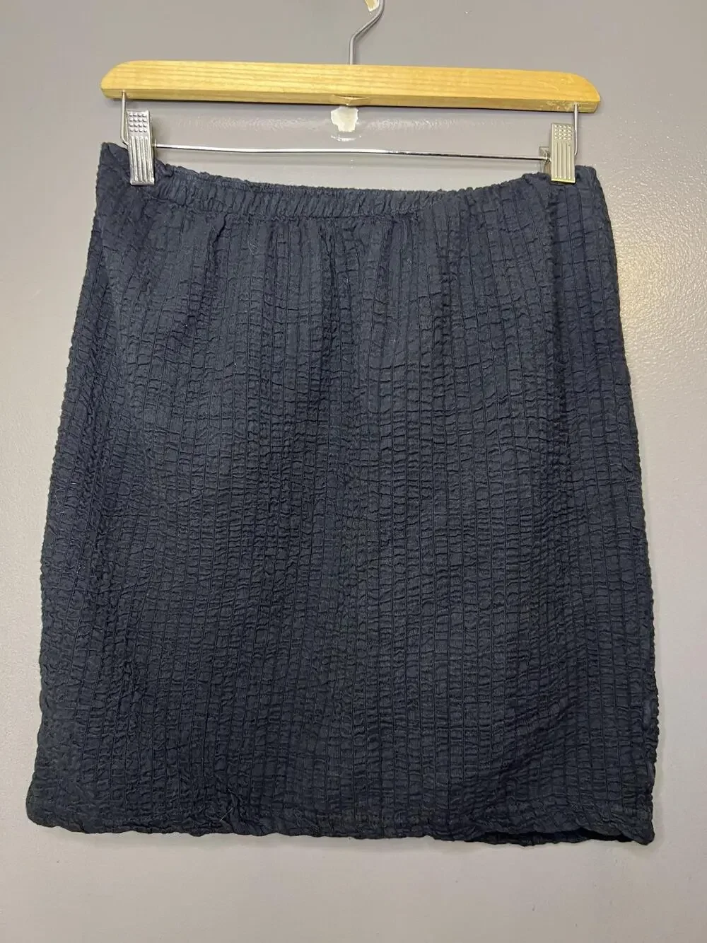 Free People Skirt Womens Small Black Textured Knit Mini Pull On Elastic Casual